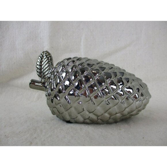 Pinecone tabletop Silver metal forest cabin‎ outdoorsy holiday Christmas décor - Picture 3 of 7